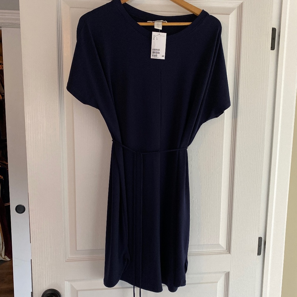 H&M Maternity navy tie dress